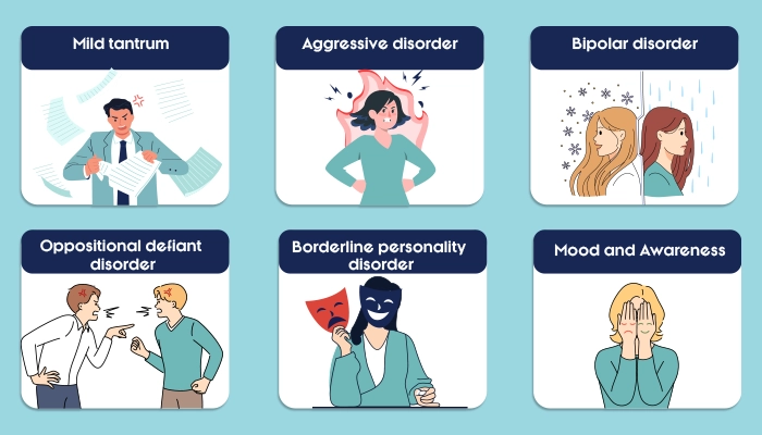 What are the types of Anger disorders in Adults 