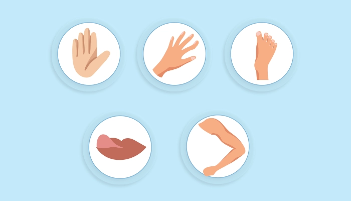 Which body parts are affected by the anxiety induced numbness
